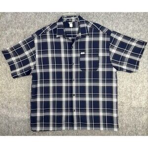 CalTop Men’s 5X Blue Plaid Button Up Short Sleeve Shirt